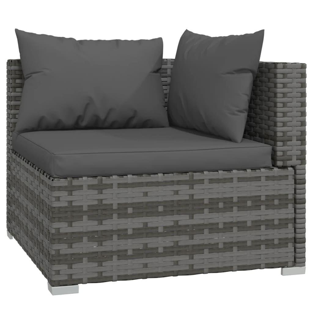 10-dijelna vrtna garnitura od poliratana s jastucima siva
