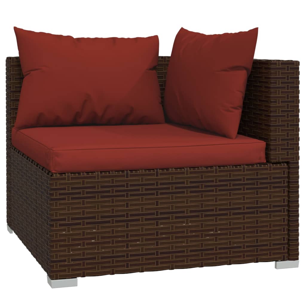 12-dijelna vrtna garnitura od poliratana s jastucima smeđa