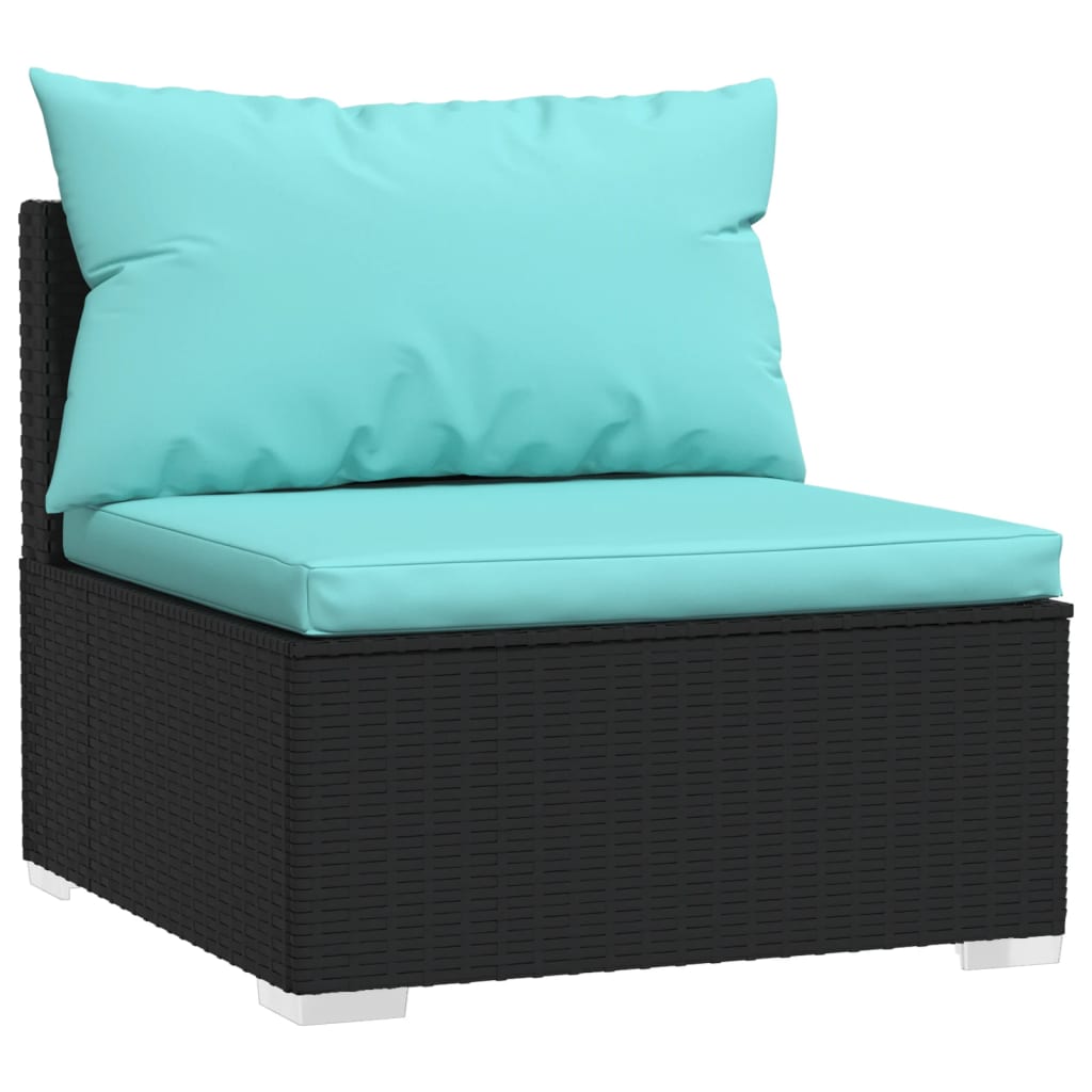 9-dijelna vrtna garnitura od poliratana s jastucima crna