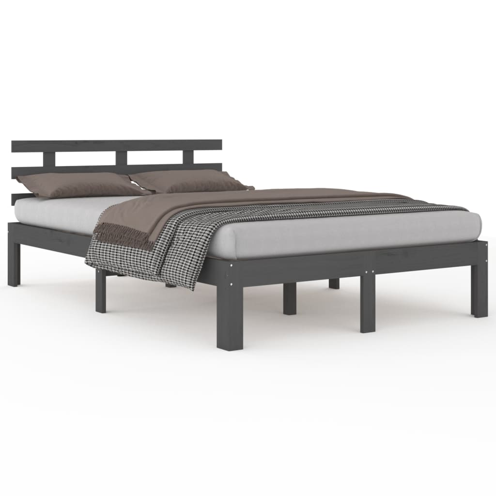 Okvir za krevet od masivnog drva sivi 200 x 200 cm