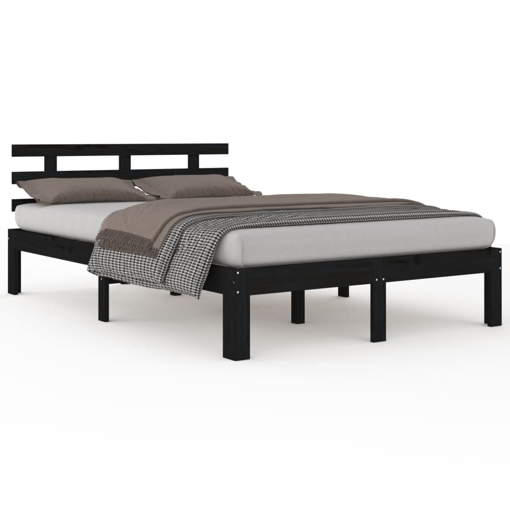 Okvir za krevet od masivnog drva crni 200 x 200 cm