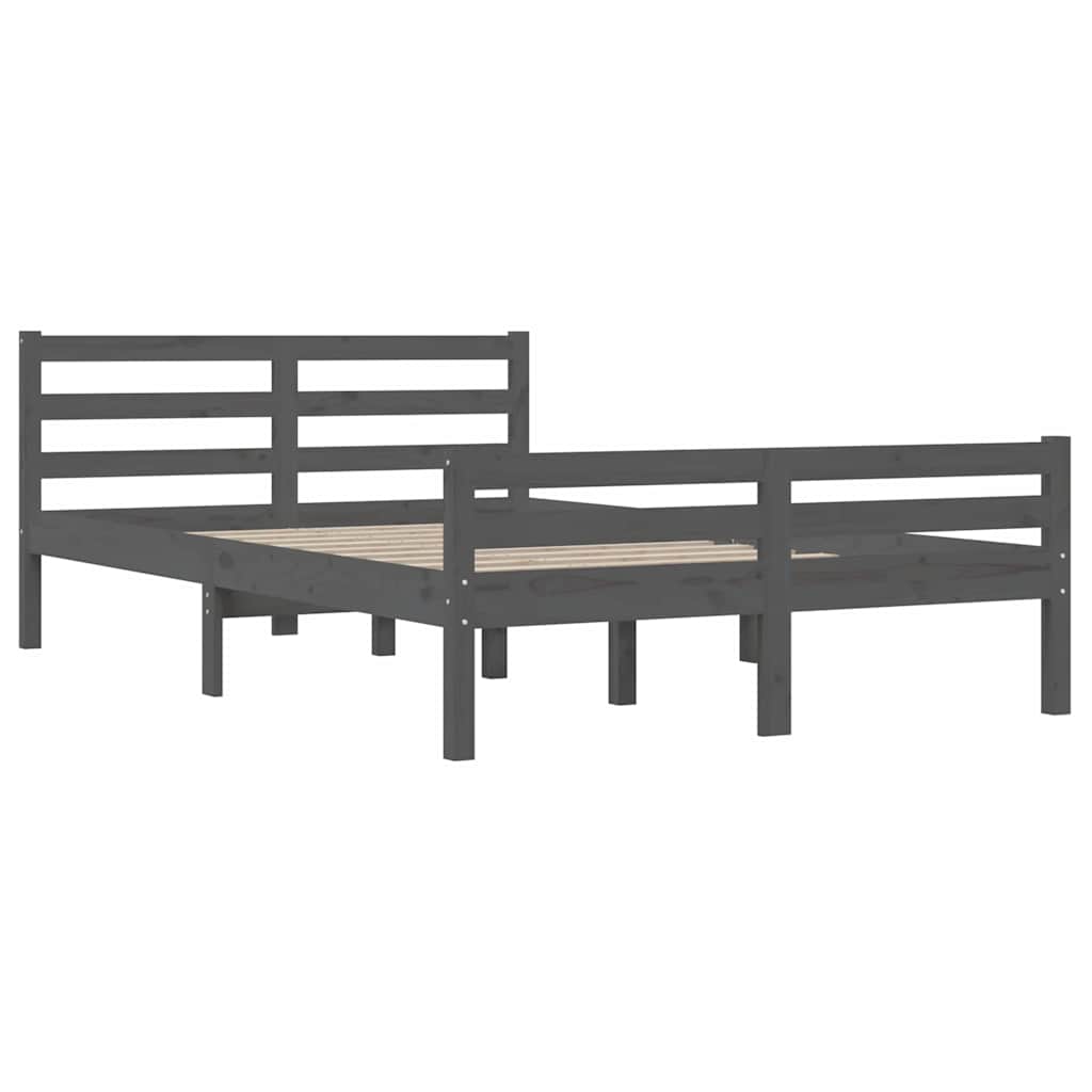 Okvir za krevet od masivnog drva sivi 140 x 190 cm