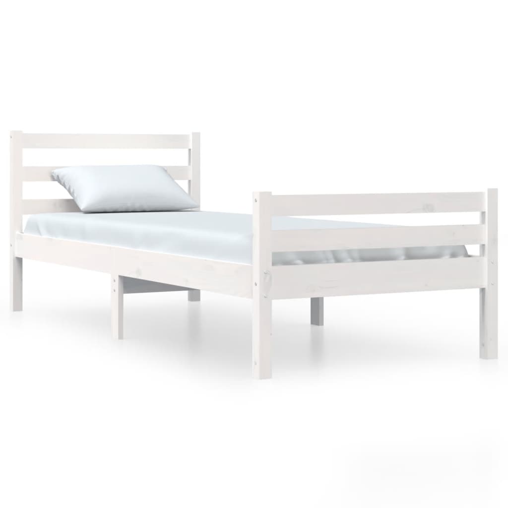 Okvir za krevet od masivnog drva bijeli 100 x 200 cm