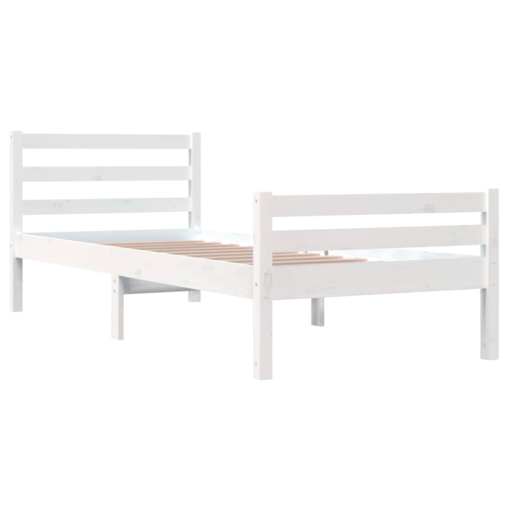 Okvir za krevet od masivnog drva bijeli 100 x 200 cm