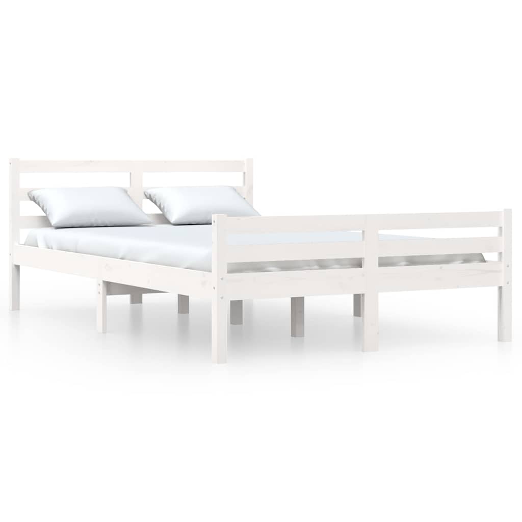 Okvir za krevet od masivnog drva bijeli 140 x 200 cm