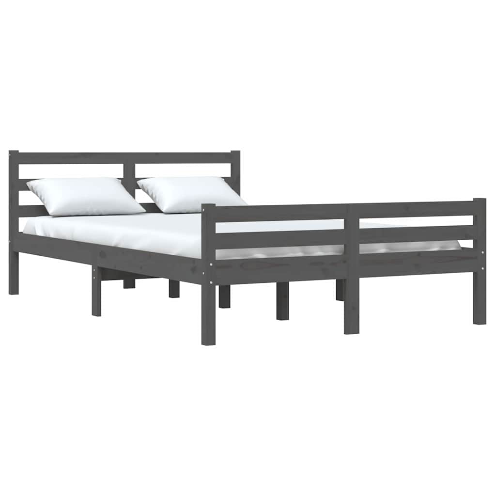 Okvir za krevet od masivnog drva sivi 140 x 200 cm