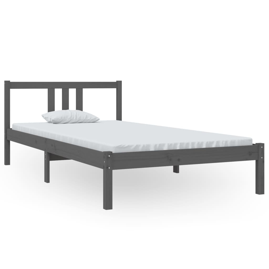 Okvir za krevet od masivnog drva sivi 100 x 200 cm