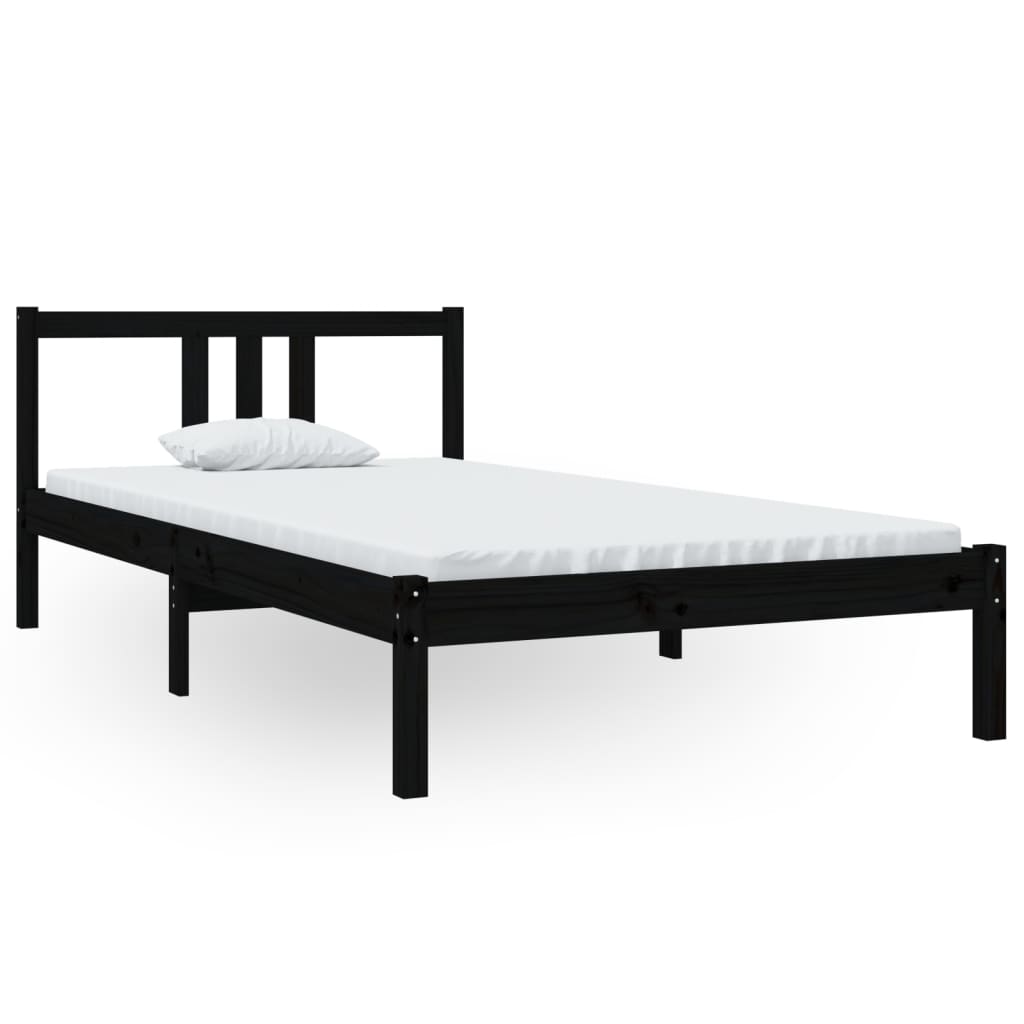 Okvir za krevet od masivnog drva crni 100 x 200 cm