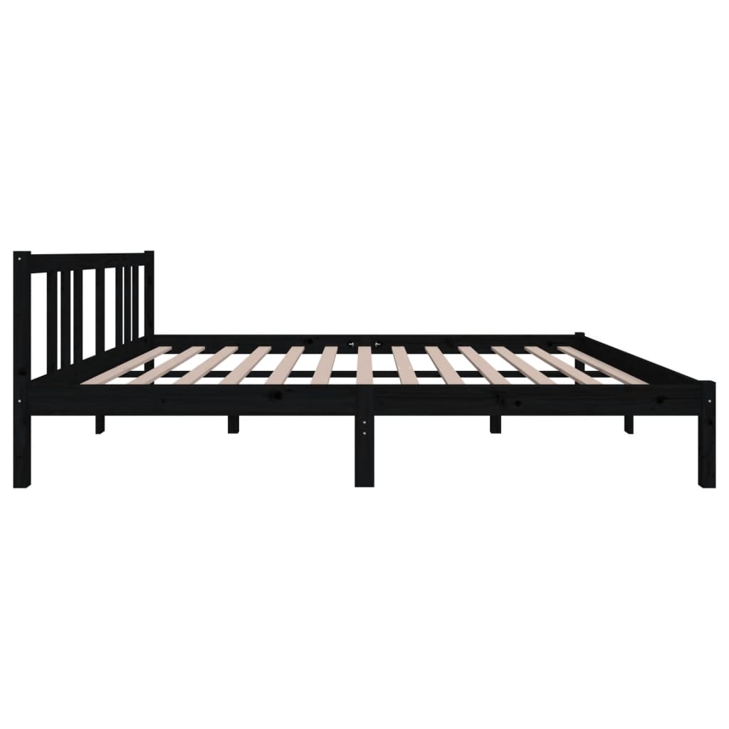 Okvir za krevet od masivnog drva crni 150 x 200 cm veliki