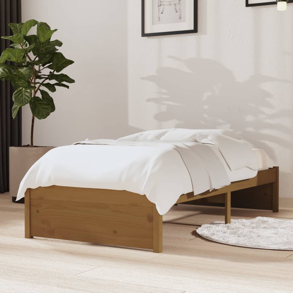 Okvir za krevet od masivnog drva boja meda 75x190 cm mali