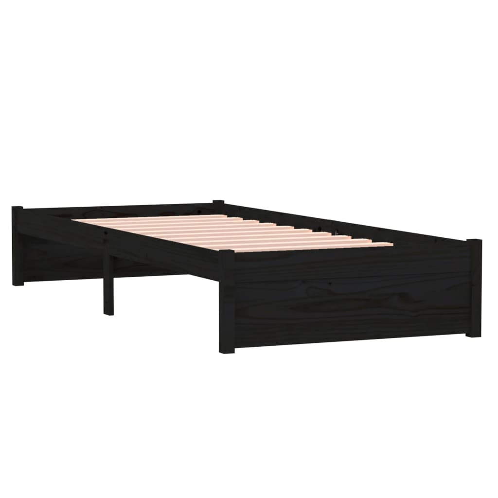 Okvir za krevet od masivnog drva crni 75 x 190 cm mali