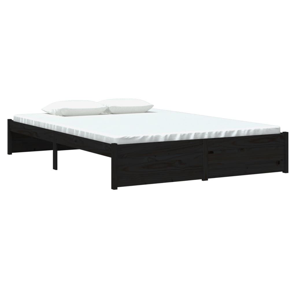 Okvir za krevet od masivnog drva crni 140 x 190 cm