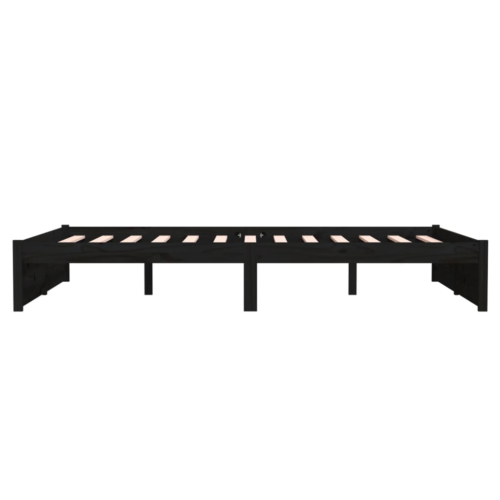 Okvir za krevet od masivnog drva crni 140 x 190 cm