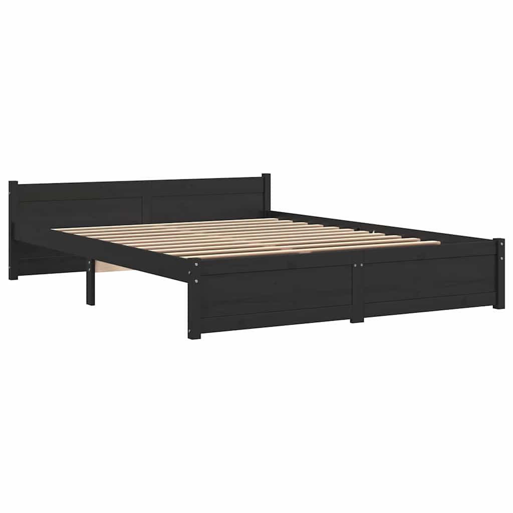 Okvir za krevet od masivnog drva crni 135 x 190 cm bračni