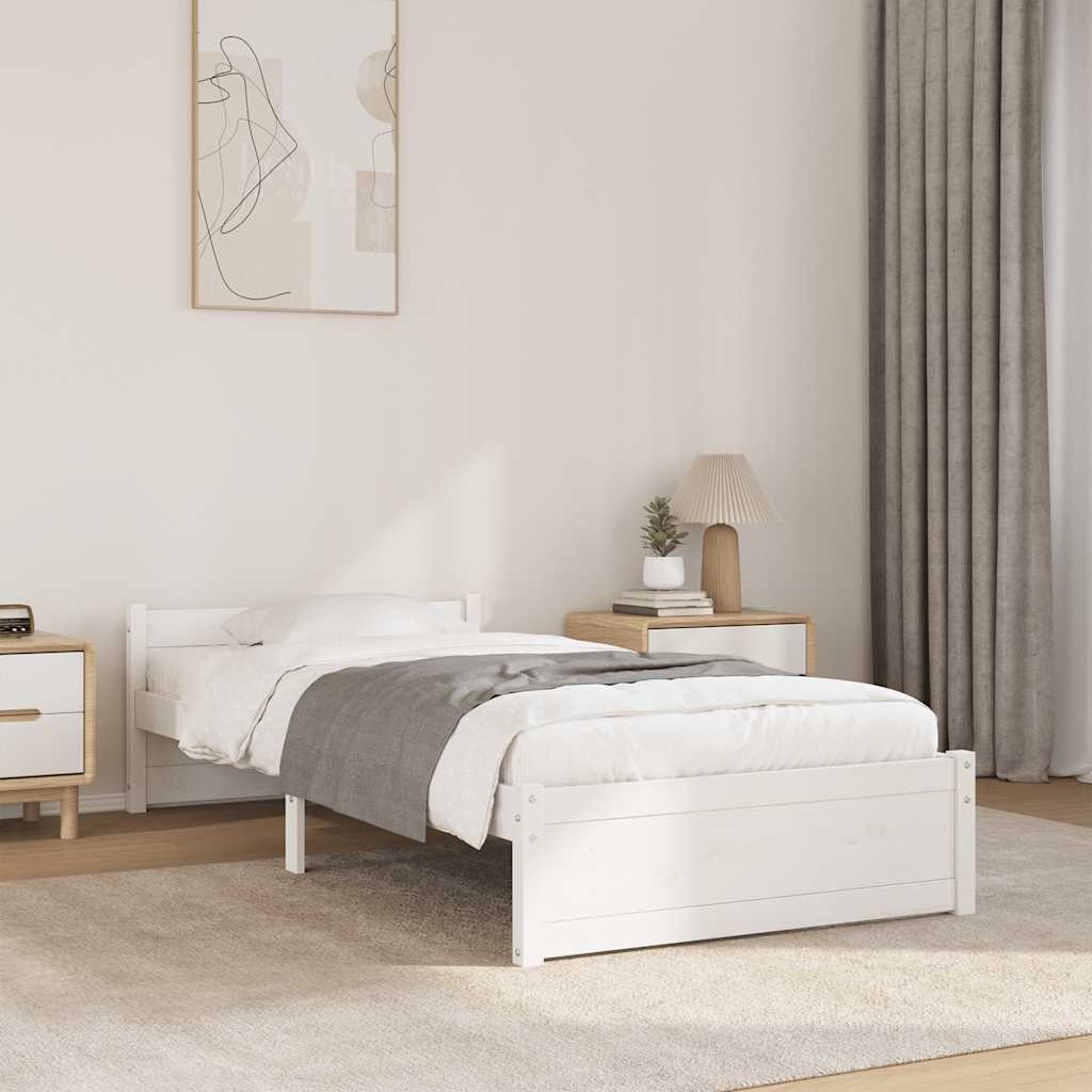 Okvir za krevet od masivnog drva bijeli 90 x 200 cm