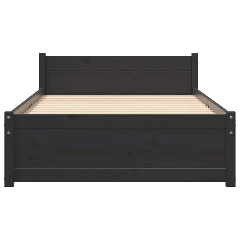Okvir za krevet od masivnog drva crni 90 x 200 cm