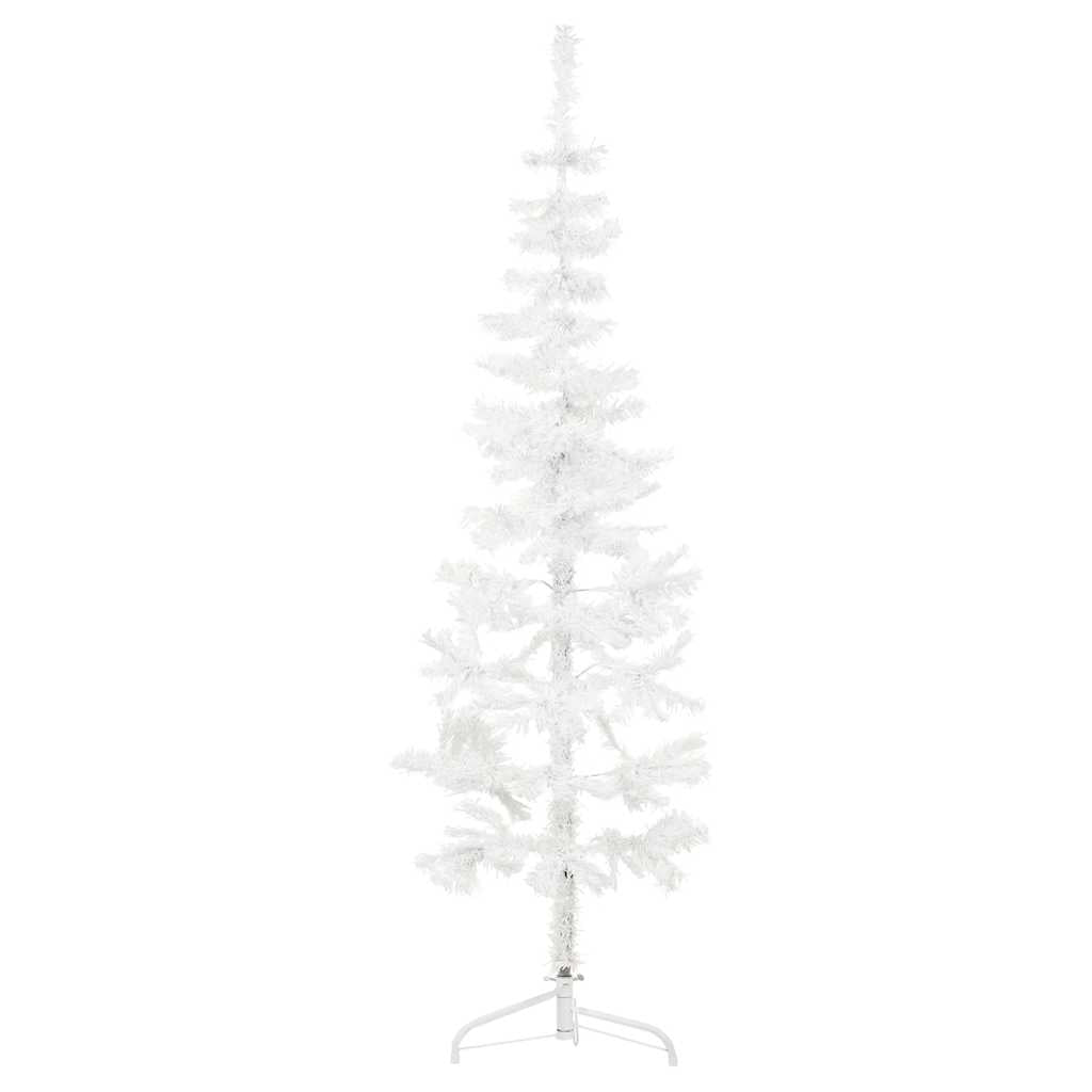Tanka umjetna polovica božićnog drvca sa stalkom bijela 120 cm