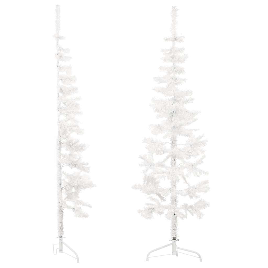 Tanka umjetna polovica božićnog drvca sa stalkom bijela 120 cm
