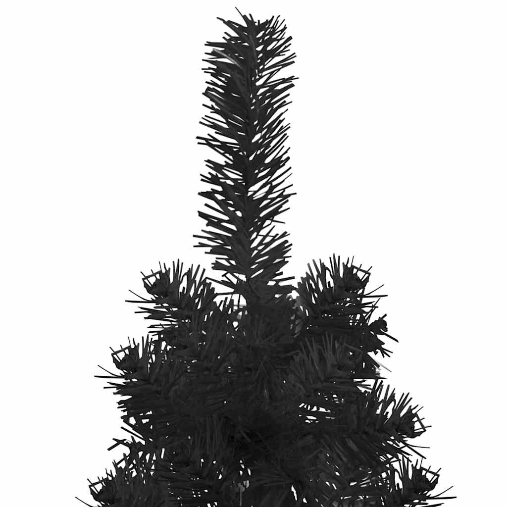 Tanka umjetna polovica božićnog drvca sa stalkom crna 120 cm
