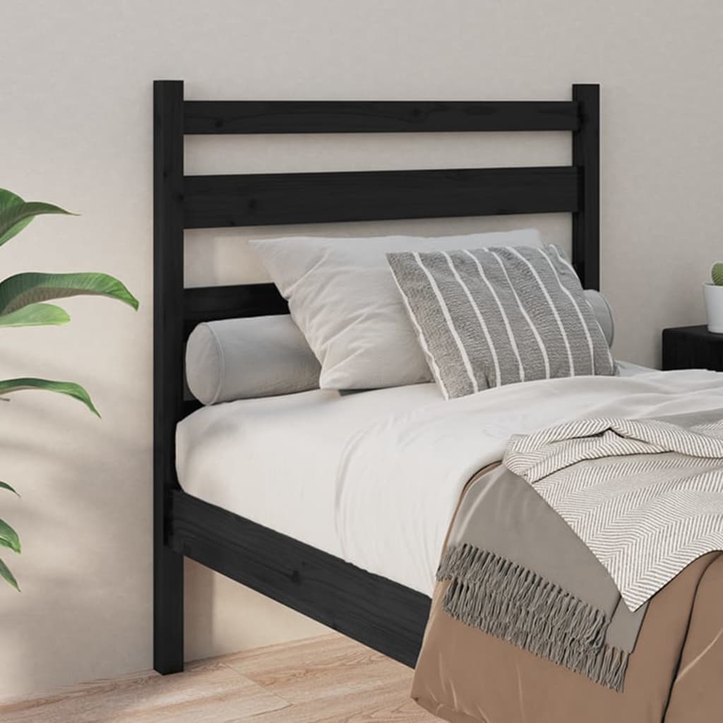 Uzglavlje za krevet crno 106 x 4 x 100 cm od masivne borovine