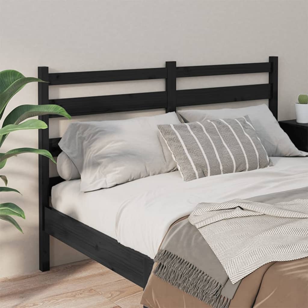 Uzglavlje za krevet crno 146 x 4 x 100 cm od masivne borovine