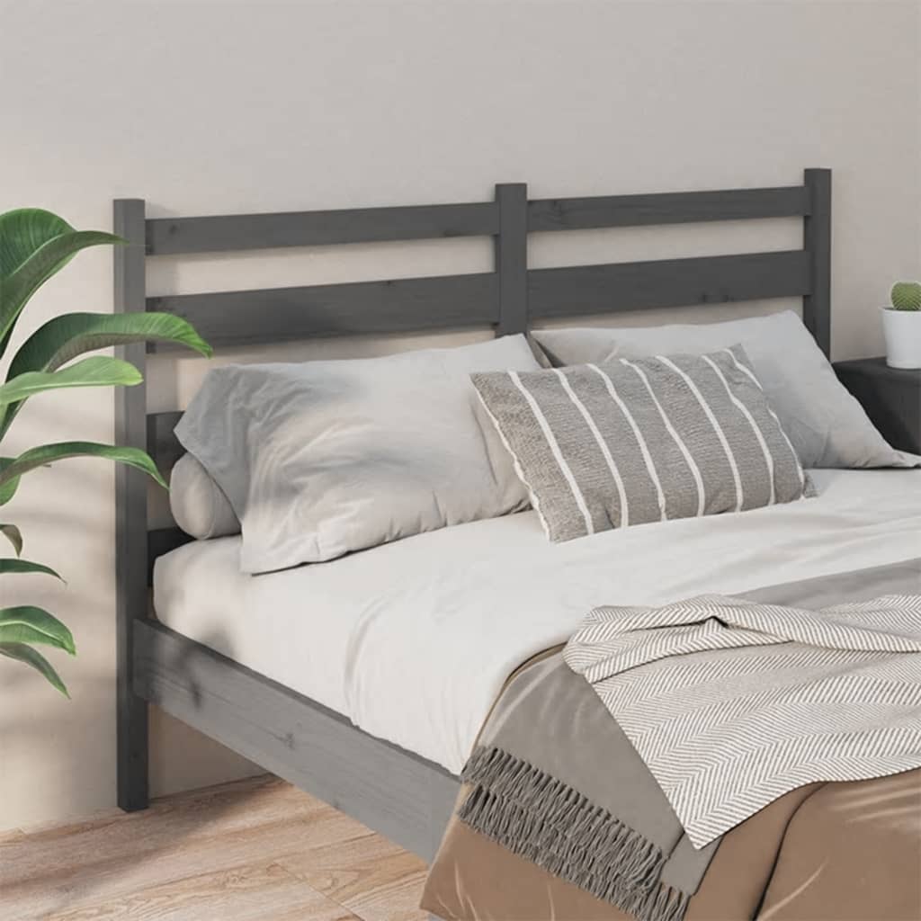 Uzglavlje za krevet sivo 156 x 4 x 100 cm od masivne borovine