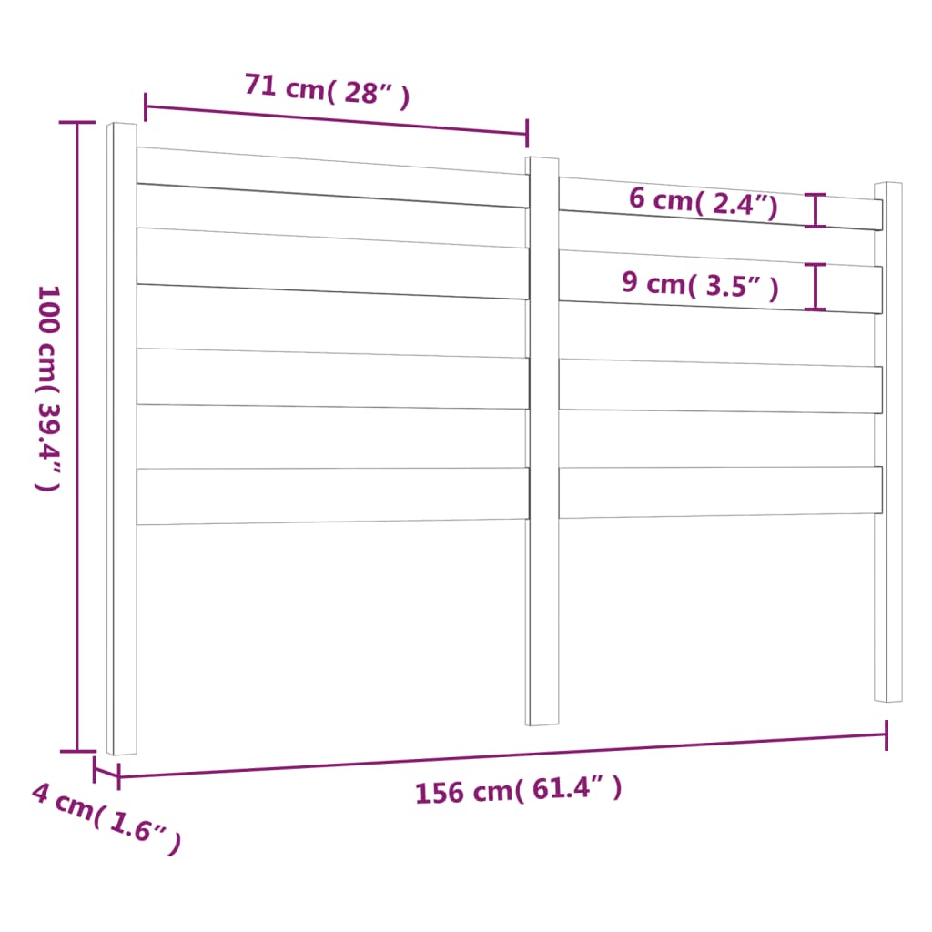 Uzglavlje za krevet sivo 156 x 4 x 100 cm od masivne borovine