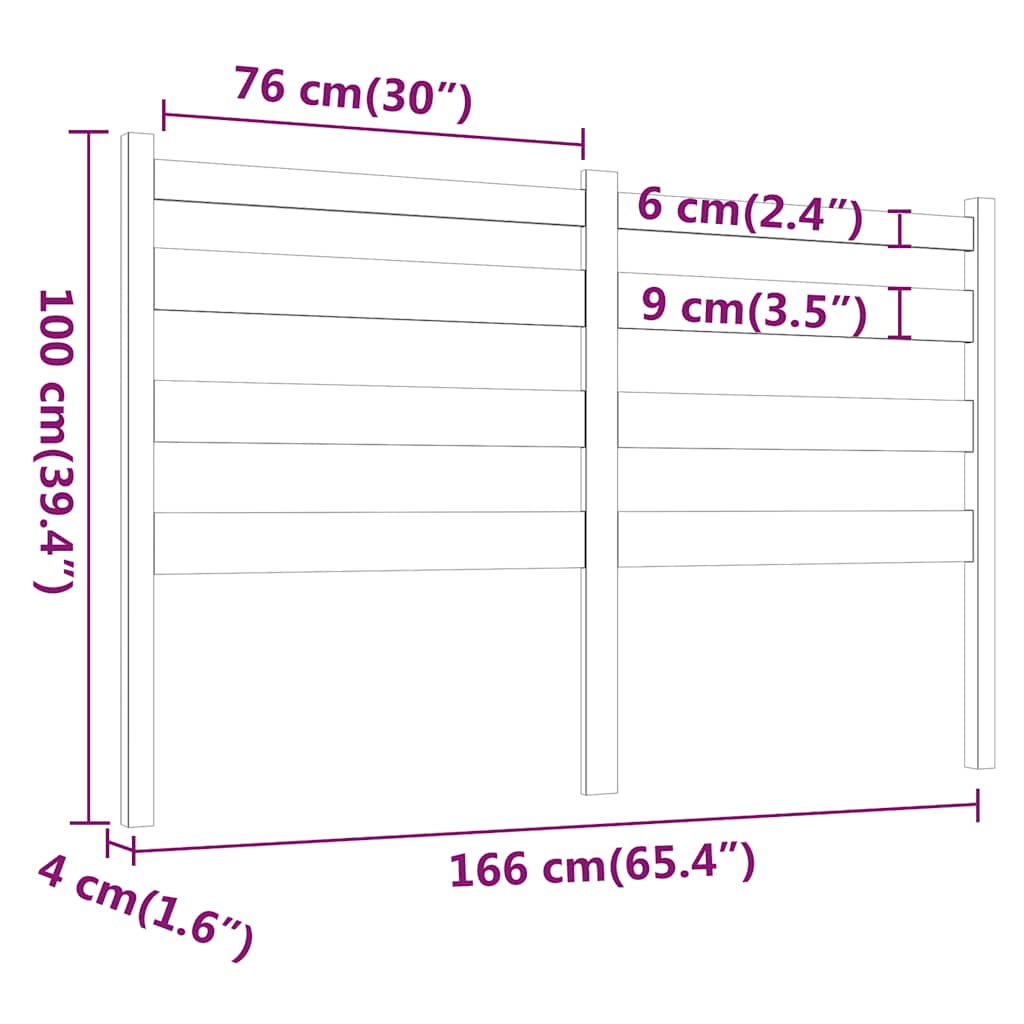 Uzglavlje za krevet sivo 166 x 4 x 100 cm od masivne borovine