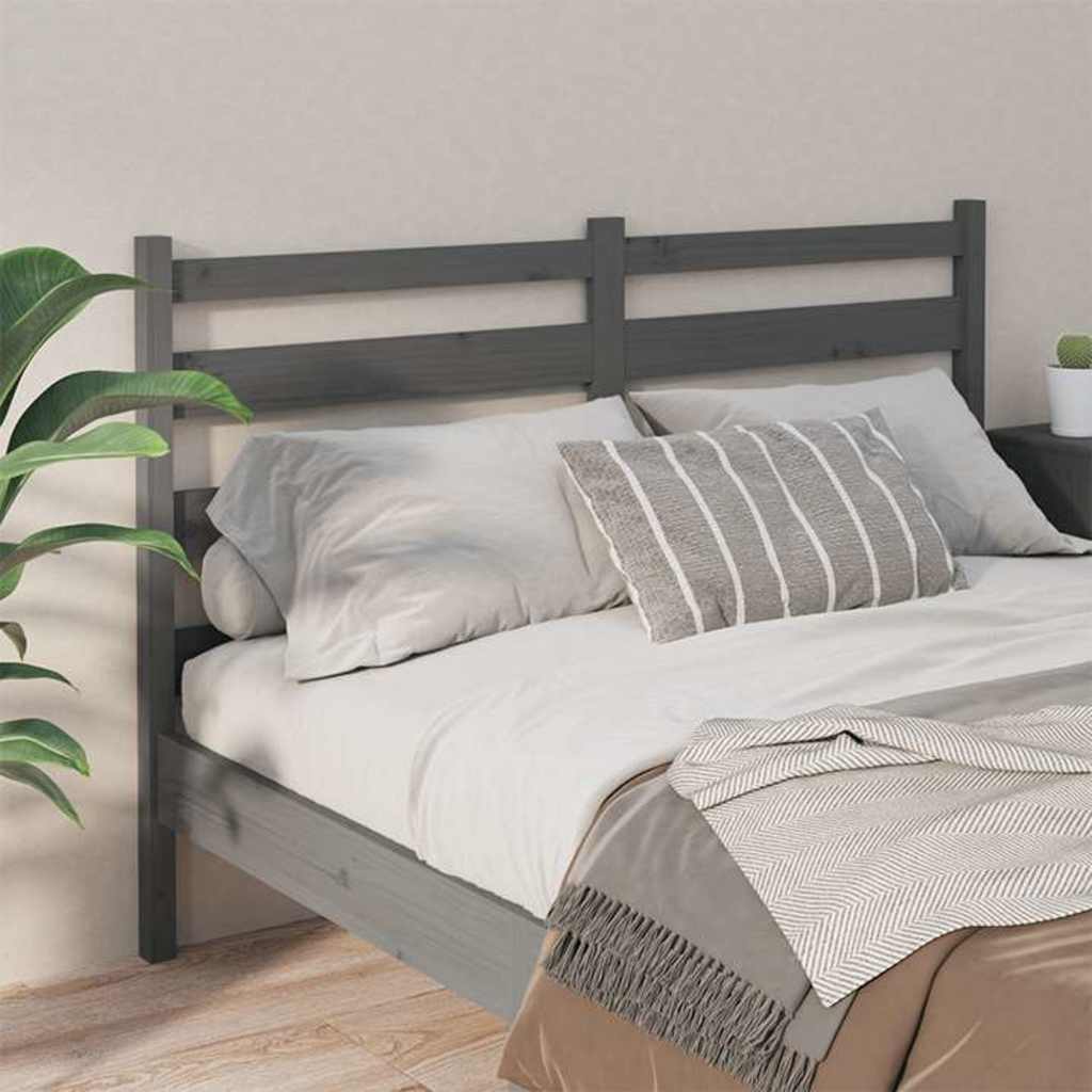 Uzglavlje za krevet sivo 186 x 4 x 100 cm od masivne borovine