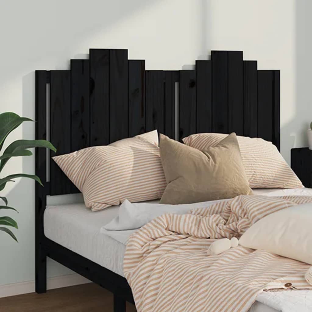 Uzglavlje za krevet crno 146 x 4 x 110 cm od masivne borovine