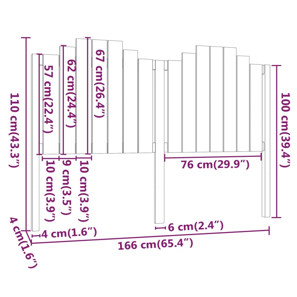 Uzglavlje za krevet 166 x 4 x 110 cm od masivne borovine