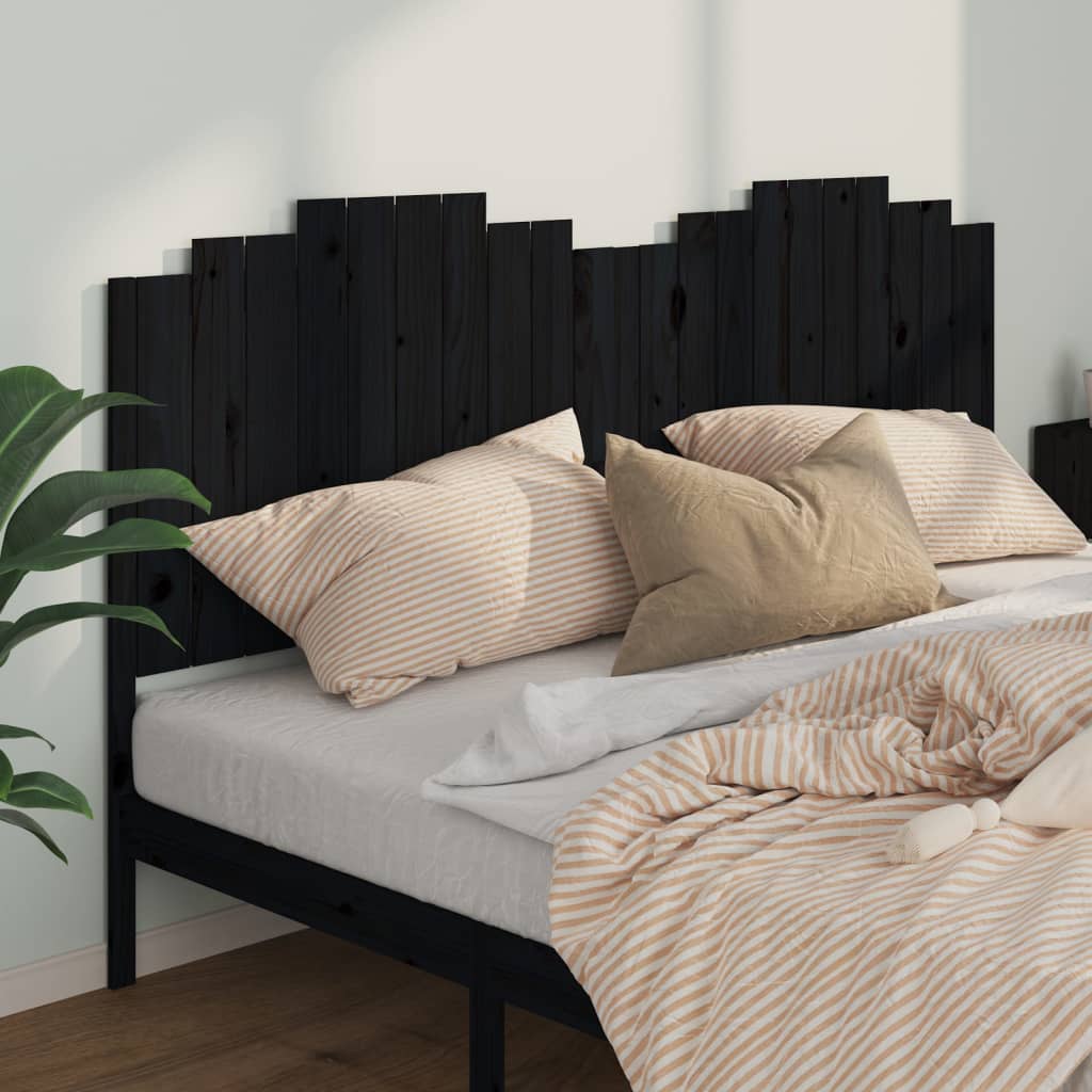 Uzglavlje za krevet crno 206 x 4 x 110 cm od masivne borovine