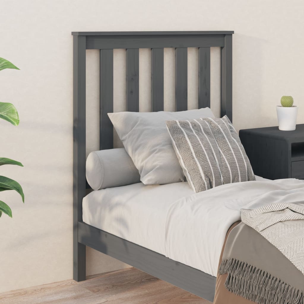 Uzglavlje za krevet sivo 81 x 6 x 101 cm od masivne borovine