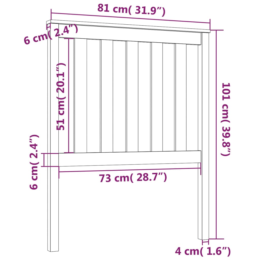 Uzglavlje za krevet sivo 81 x 6 x 101 cm od masivne borovine