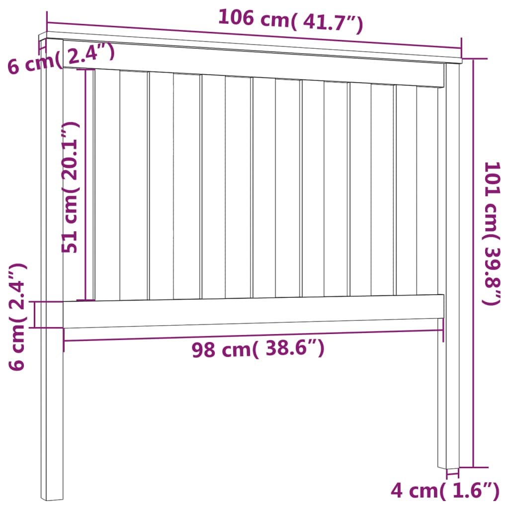 Uzglavlje za krevet 106 x 6 x 101 cm od masivne borovine