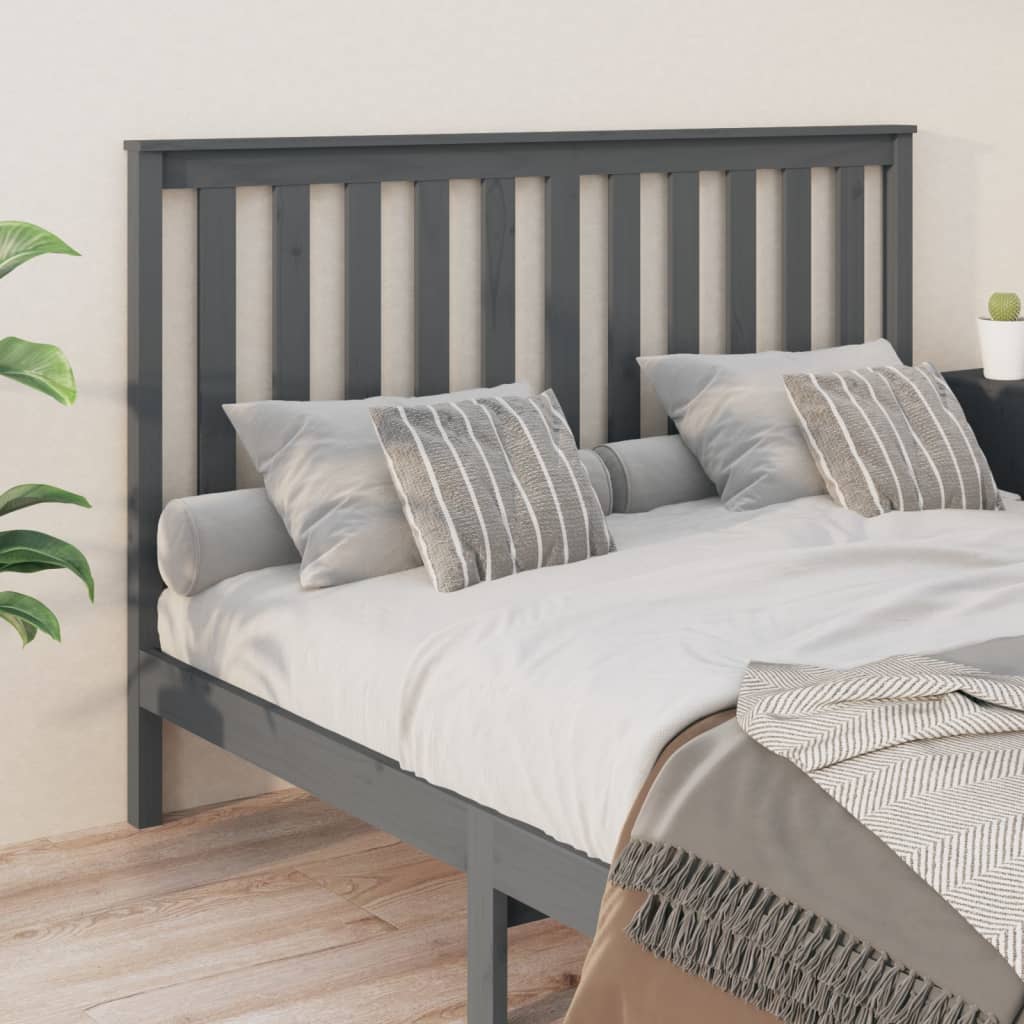 Uzglavlje za krevet sivo 166 x 6 x 101 cm od masivne borovine