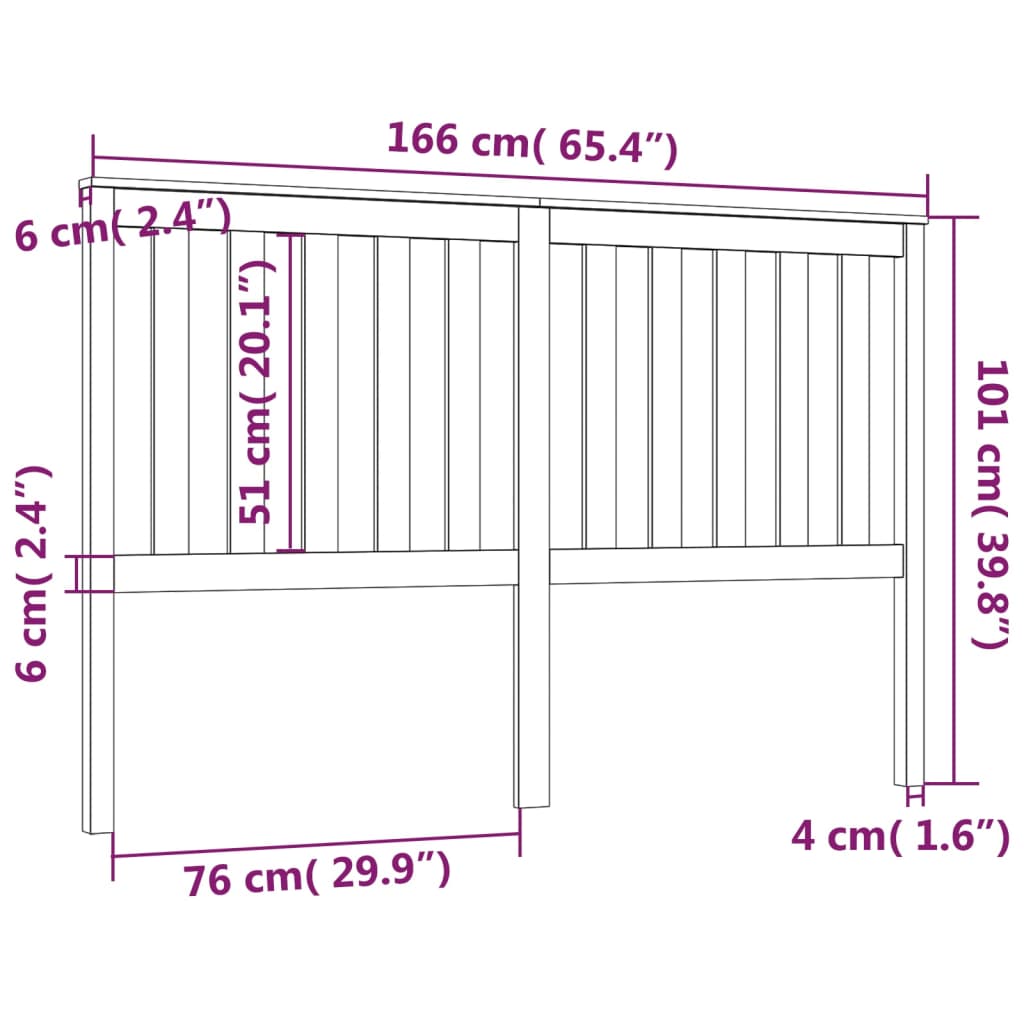 Uzglavlje za krevet sivo 166 x 6 x 101 cm od masivne borovine