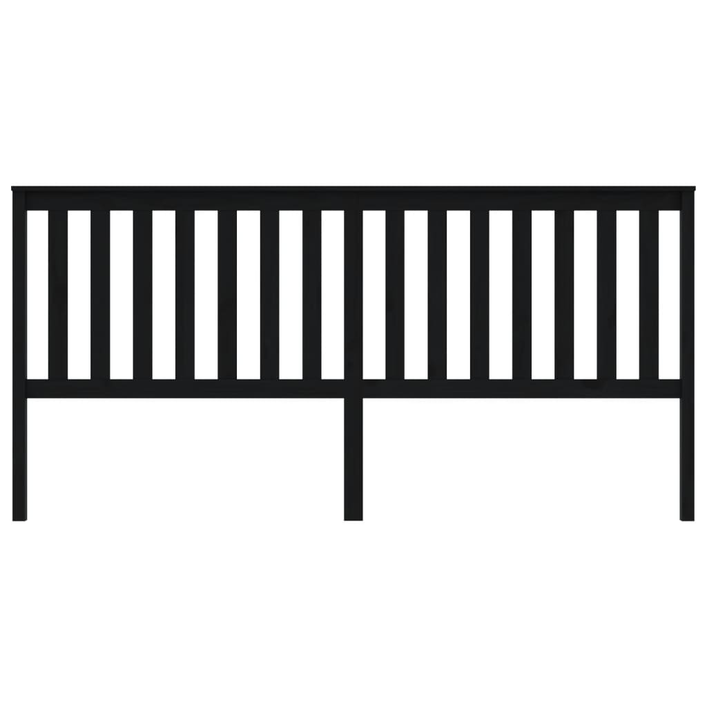Uzglavlje za krevet crno 206 x 6 x 101 cm od masivne borovine