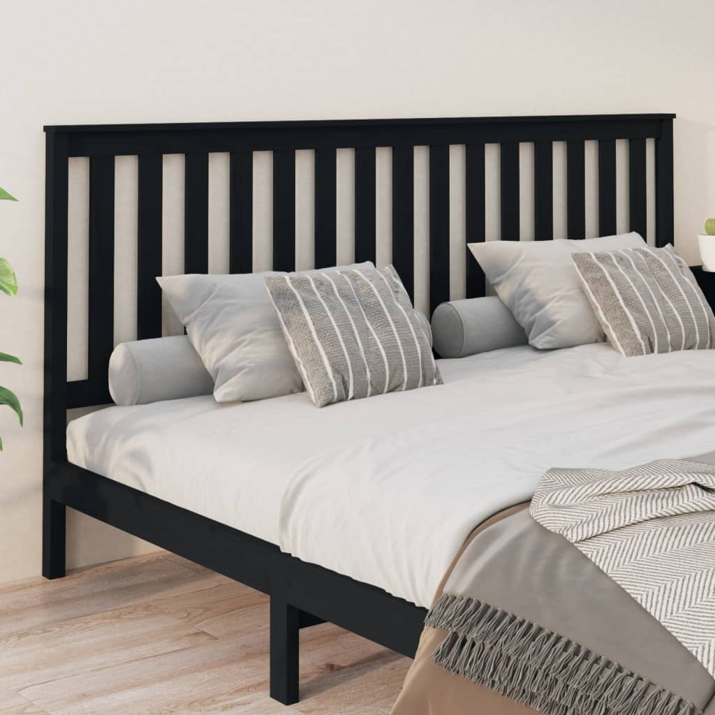 Uzglavlje za krevet crno 206 x 6 x 101 cm od masivne borovine