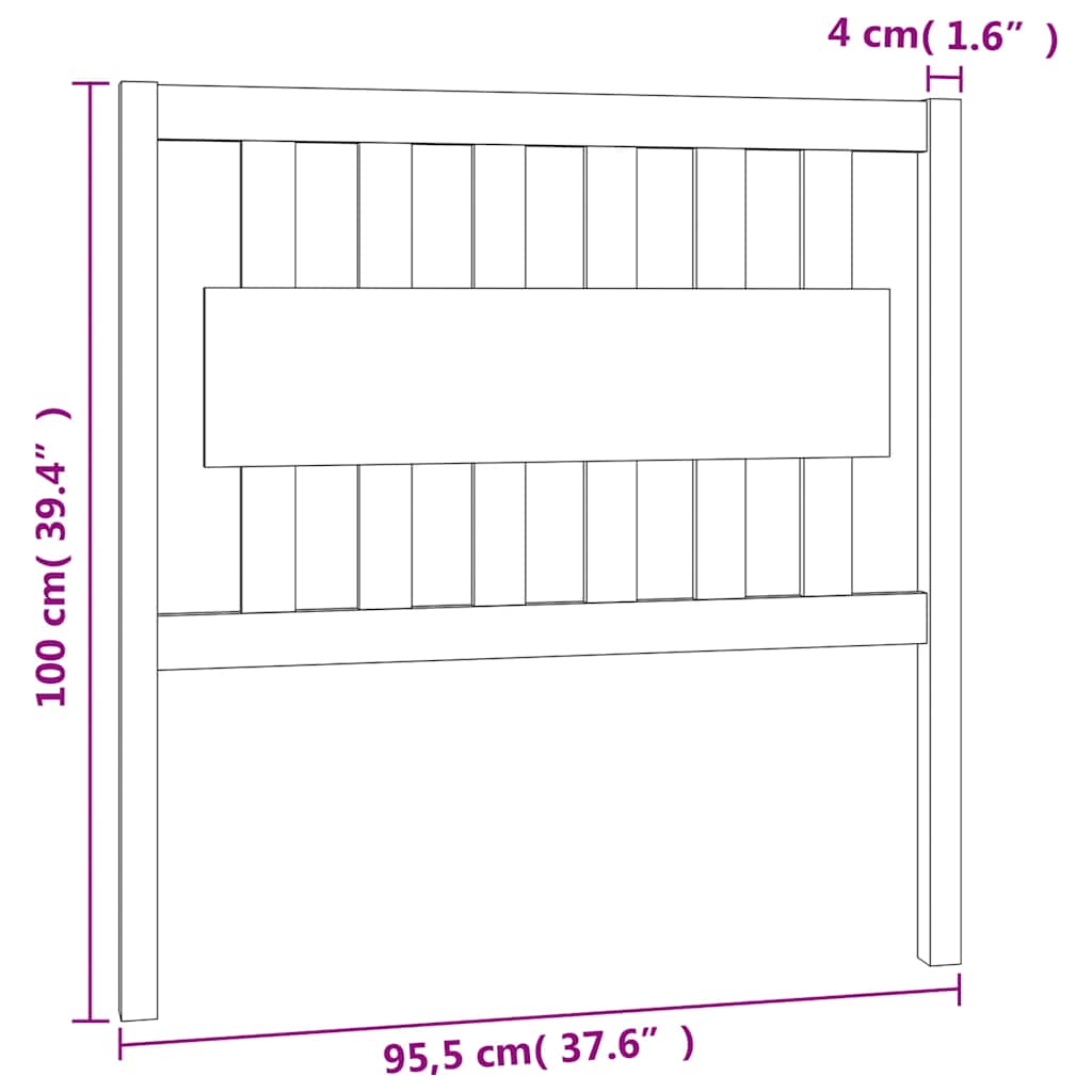 Uzglavlje za krevet boja meda 95,5x4x100 cm od masivne borovine