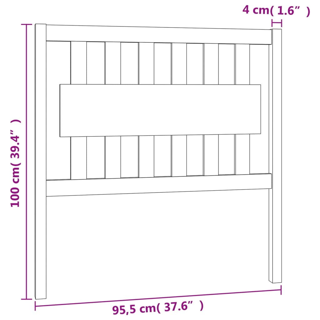 Uzglavlje za krevet boja meda 95,5x4x100 cm od masivne borovine