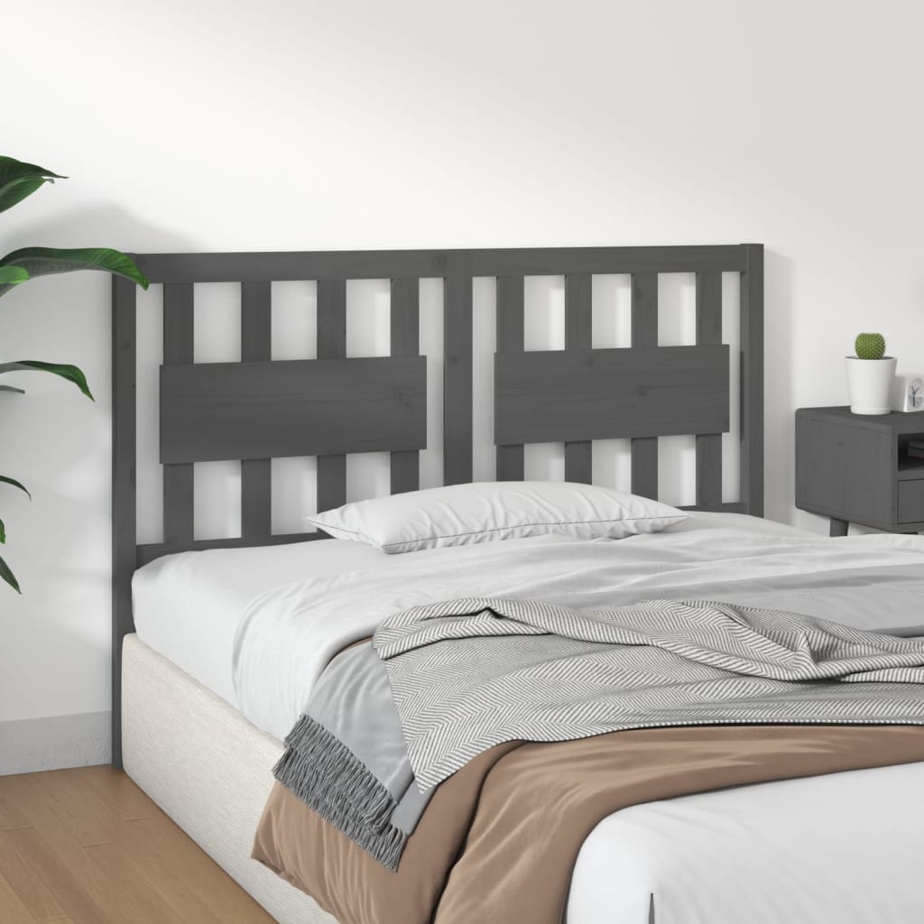 Uzglavlje za krevet sivo 125,5 x 4 x 100 cm od masivne borovine