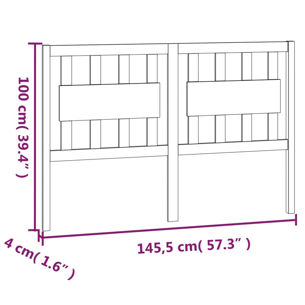 Uzglavlje za krevet boja meda 145,5x4x100 cm masivna borovina