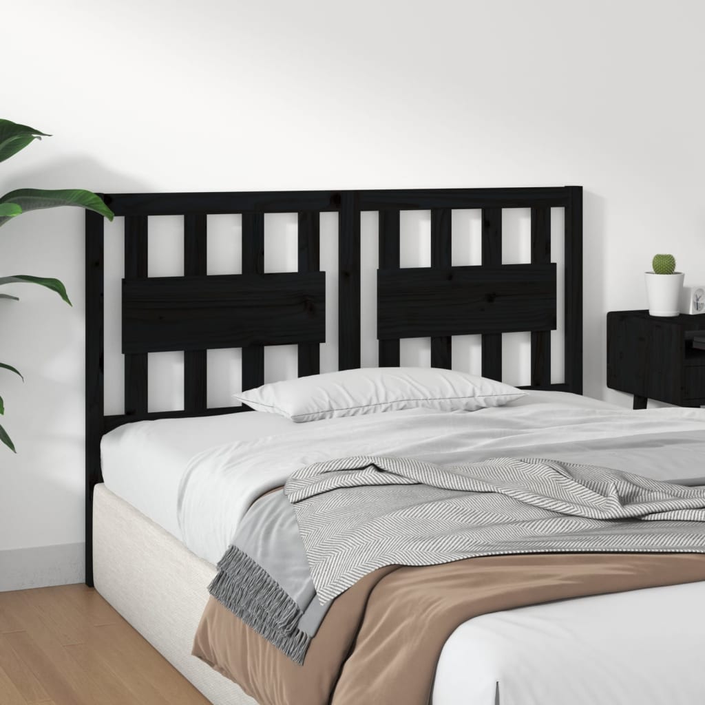 Uzglavlje za krevet crno 145,5 x 4 x 100 cm od masivne borovine
