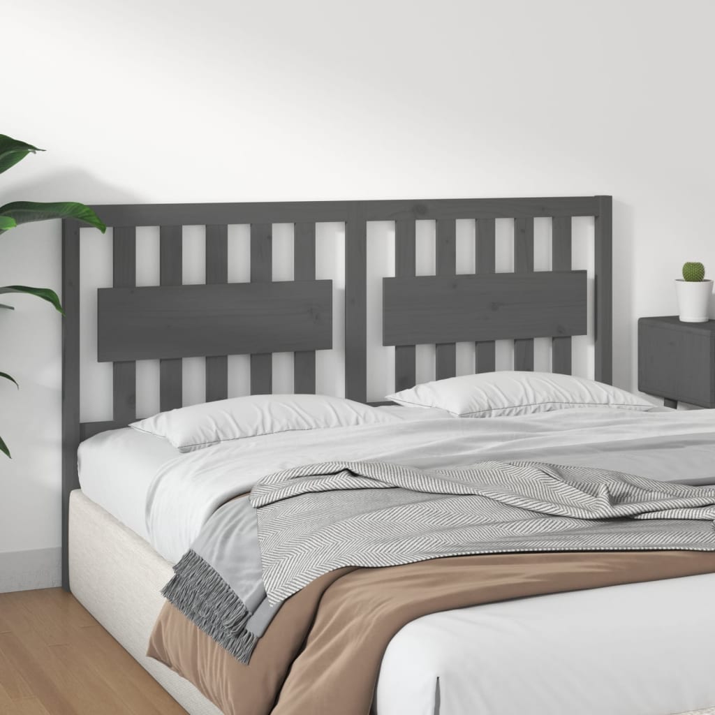 Uzglavlje za krevet sivo 165,5 x 4 x 100 cm od masivne borovine
