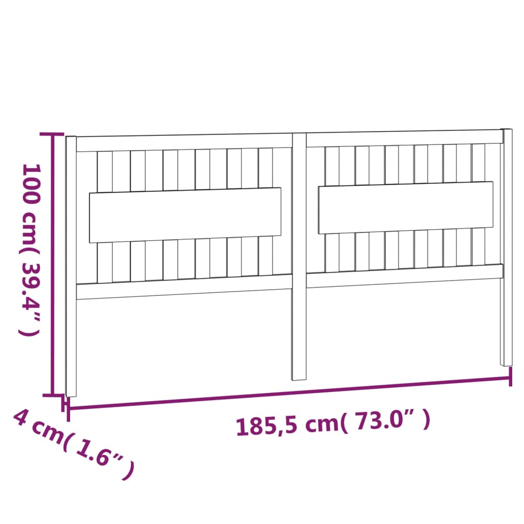 Uzglavlje za krevet 185,5 x 4 x 100 cm od masivne borovine