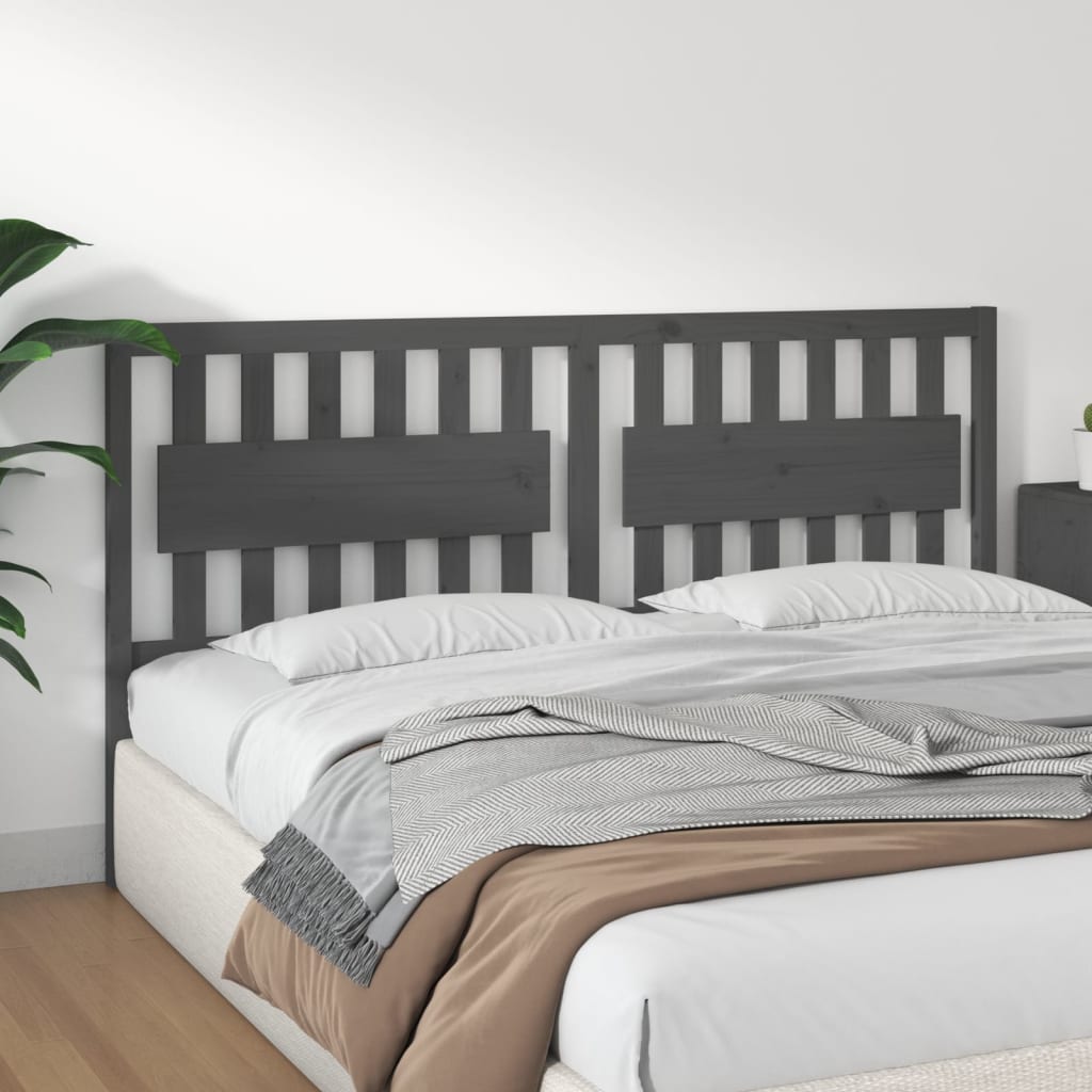 Uzglavlje za krevet sivo 185,5 x 4 x 100 cm od masivne borovine