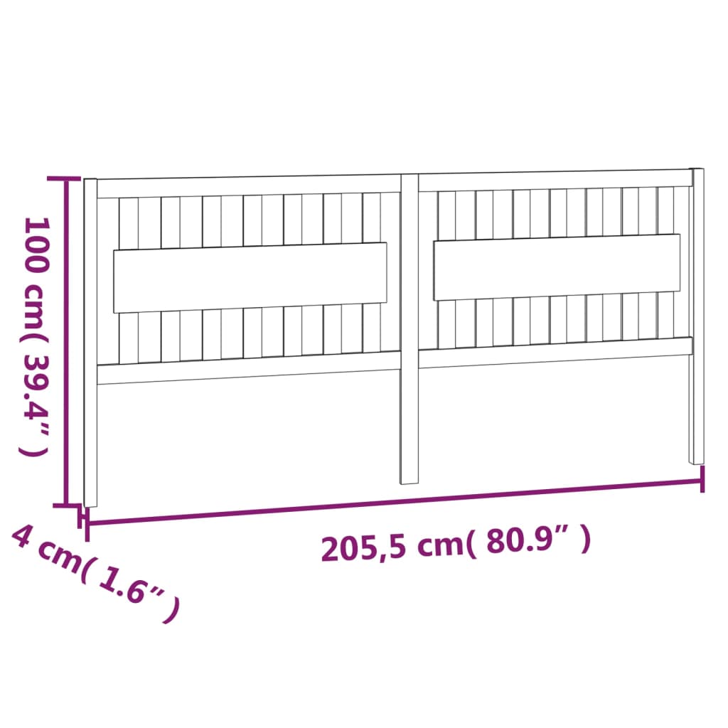 Uzglavlje za krevet 205,5 x 4 x 100 cm od masivne borovine