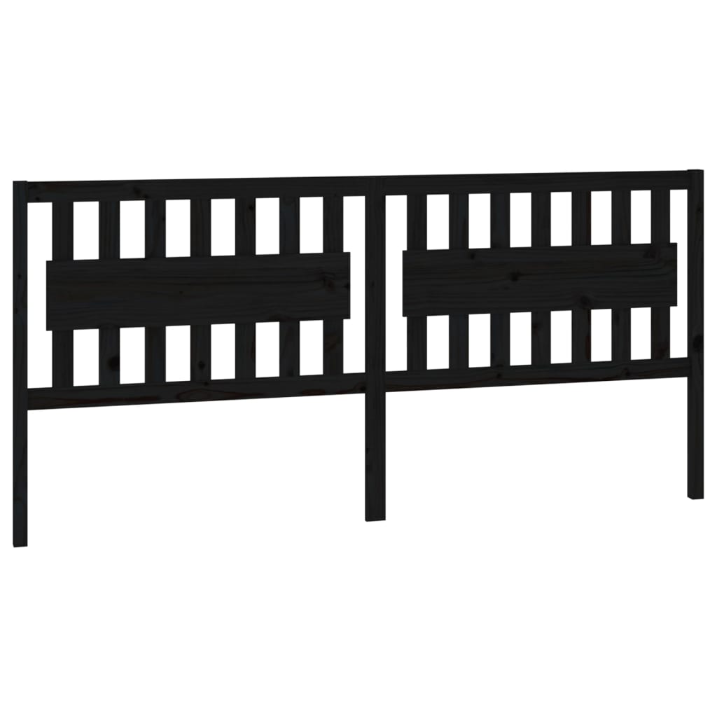 Uzglavlje za krevet crno 205,5 x 4 x 100 cm od masivne borovine