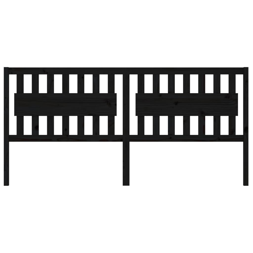 Uzglavlje za krevet crno 205,5 x 4 x 100 cm od masivne borovine